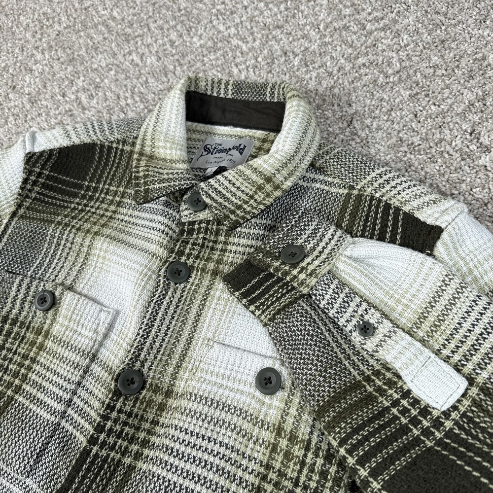 The Stronghold Jacket Mens Small Green Plaid Flannel Button Lined Bomber Shacket